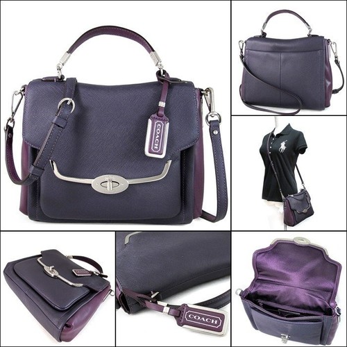 NWT COACH Madison Small Sadie Flap Saffiano Satchel Silver Violet F26274 - Picture 6 of 7