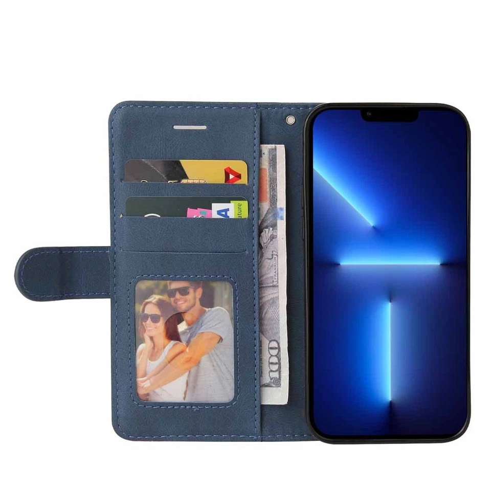 For iPhone 14 13 12 11 X XR SE 6s 7 8 Plus Wallet Card Holder Leather Case Cover - Image 3 of 4