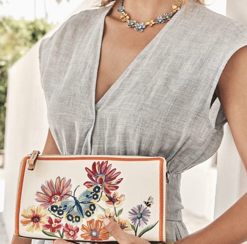 Brighton FRENCH GARDEN EMBROIDERED Pouch H1610M List $295 - Picture 2 of 4
