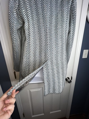 Kenneth Cole Mujer Pequeña Gris Azul Chevron Lana Chaqueta Invierno Guisante Abrigo S - Imagen 12 de 20