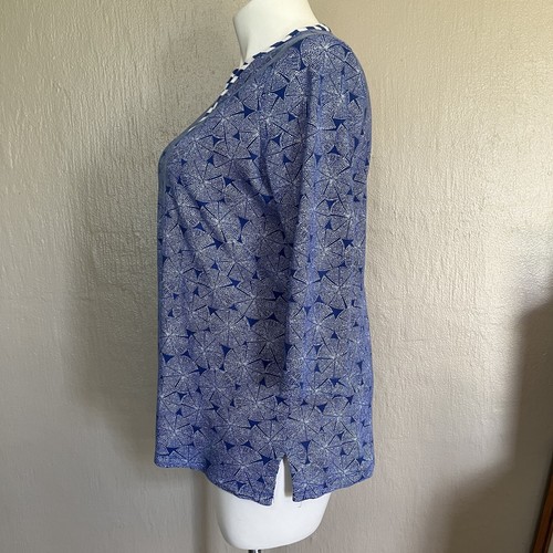 Talbots Womens Plus Size Blue Print 3/4 Sleeve V-Neck Top Career Casual 1X *READ - Picture 5 of 6