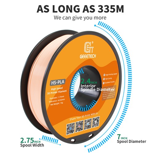 Filamento para impresora 3D Geeetech HS-PLA 1 KG 1,75 mm color piel impresión de alta velocidad PLA - Imagen 5 de 9