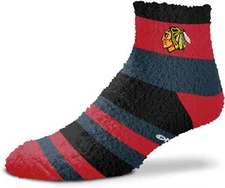 Chicago Blackhawks NHL For Bare Feet Rainbow Stripe Fuzzy Sleep Soft Socks OSFM