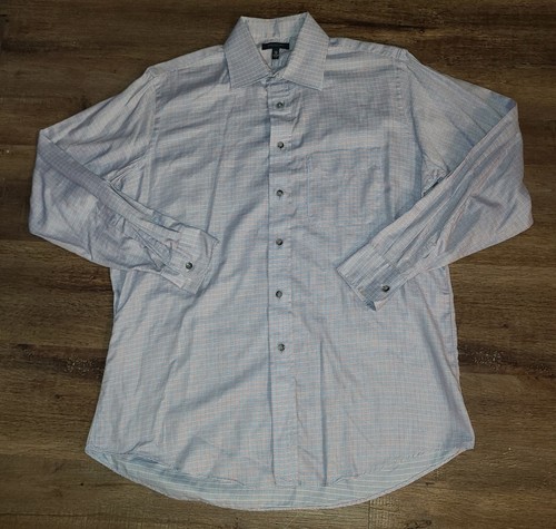 Burberry Mens Dress Shirt Sz 15 1/2 x34 White blue Striped Button-Up Long Sleeve - Picture 1 of 3