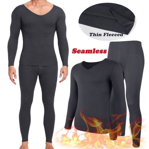 Herren Thermo Long Johns Tops Unterwäsche Hose Langarm V-Ausschnitt T-Shirt Set UK - Bild 23 von 43