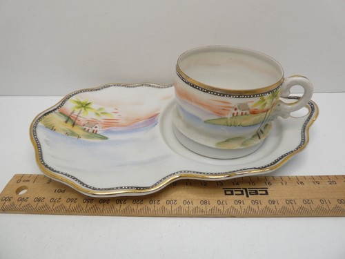 VINTAGE JAPANESE HAND PAINTED KUTANI FINE PORCELAIN BONE CHINA TENNIS CUP SAUCER - Picture 7 of 7