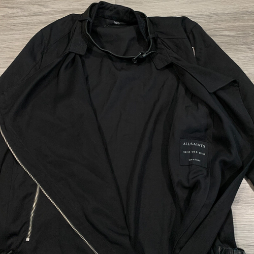 Cappotto biker Allsaints Wren donna taglia 8 nero asimmetrico zip lyocell - Foto 6 di 13