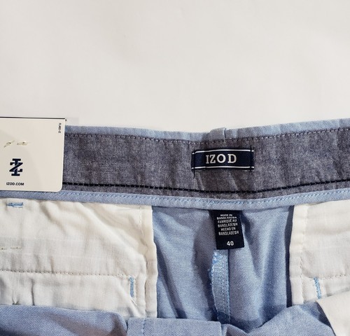 IZOD Newport Oxford Men's Chino Flat Front Shorts Blue Size 40 NWT - Picture 9 of 9