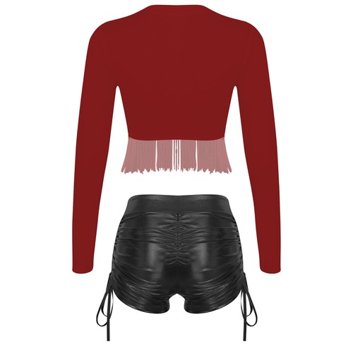 Women's Crop Top And Shorts Dance Tracksuits Club Shirt With Hot Pants Fringe - Bild 36 von 50
