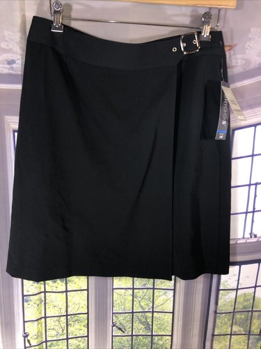 Briggs Womens 14P NWT Skirt Knee Length Buckle Waist Black - Picture 1 of 10