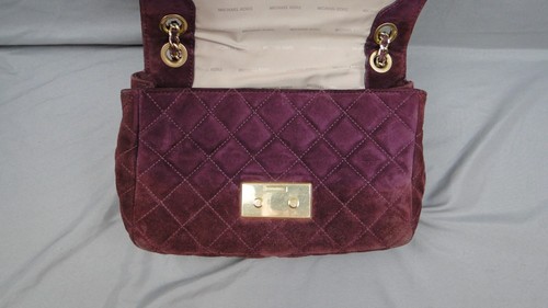 Michael Kors Plum Quilted Sloan Chain Shoulder Bag Crossbody Classic Suede - Bild 8 von 22