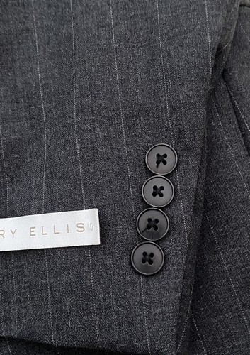 Gray striped PERRY ELLIS Men’s 100% Worsted Wool sport coat suit jacket 42L 36w - Picture 5 of 12