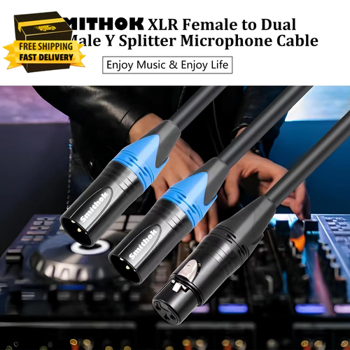 XLR Splitter Cable,Female to Dual Male Y Cable (XLR Splitter 1 Female to 2 Male) - Picture 2 of 7