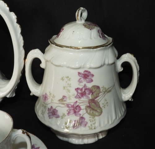 Service à Café PORCELAINE DE LIMOGES M. REDON (vers 1890) Cafetière etc. LISERON - Picture 4 of 15