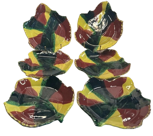 North Carolina Redware Mangum Pottery Leaf Plates - Picture 1 of 8