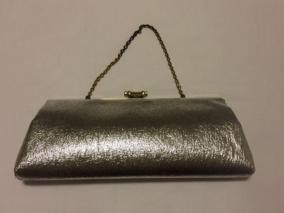 shiny silver clutch bag