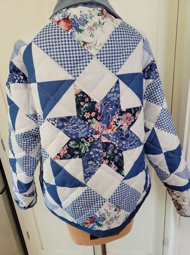 Upcycled Vintage Quilted Cropped Jacket M - Picture 4 of 5