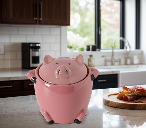 Ceramic Bacon Grease Saver With Strainer Pig Shaped Bacon Grease Container Fo... - Picture 6 of 7
