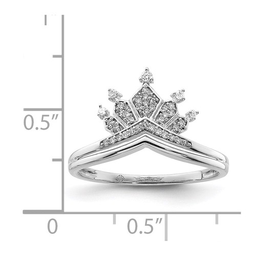 Sterling Silver Rhodium Plated Diamond Crown Ring Size 8 for Women 2.63gm - Picture 4 of 6