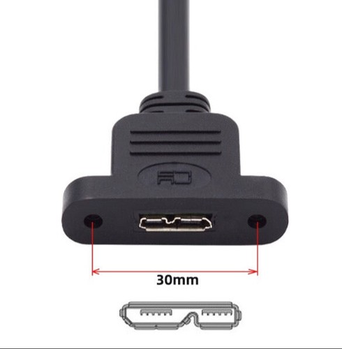 USB C to Micro B 3.0 Screw Mount Extension Cable | Male to Female | 0.5m - Picture 3 of 7