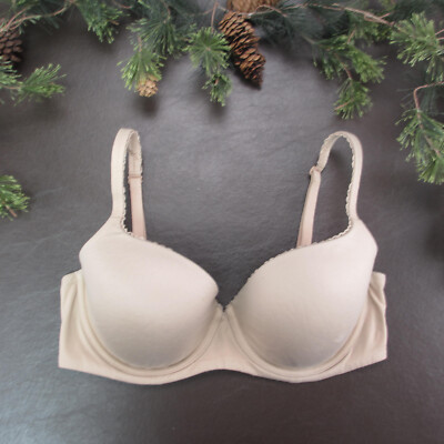 Victoria's Secret Bra 34DD Tan Padded Underwire Adjustable Clasp Back