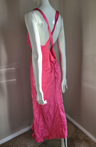 VTG Morgan Taylor Silk Pink long night gown size M strappy glamour 90s satin - Picture 4 of 11