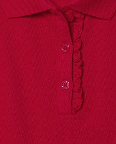 The Children's Place girls Short Sleeve Ruffle Pique Polo Shirt Ruby Medium US - Picture 2 of 5