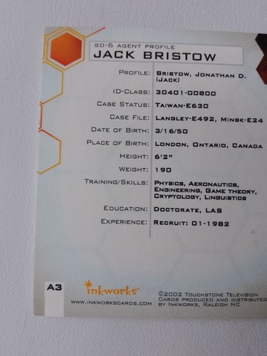 Victor Garber Inkworks 2002 Alias Season 1 Autograph A3 Jack Bristow - Picture 5 of 6