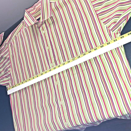BURBERRY LONDON Mens Large Casual Shirt Striped Colorful Cotton Holiday Party - Picture 10 of 13