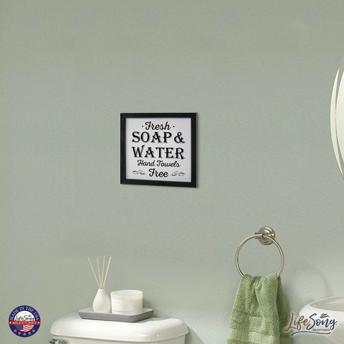 Toilet Bathroom Wall Signs 11.5x11.5 Framed Shadow Box Decor - Water Free - Picture 6 of 16