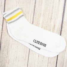 CLUB ROOM STRIPED GRAY YELLOW WHITE RETRO OLD SCHOOL 80S ANKEL CREW SOCKS