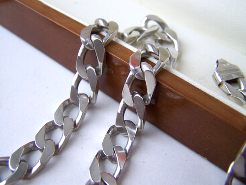 SUPERB 925 SOLID STERLING SILVER 22" 56CM FLAT CURB LINK CHAIN NECKLACE HEAVY - Picture 5 of 13