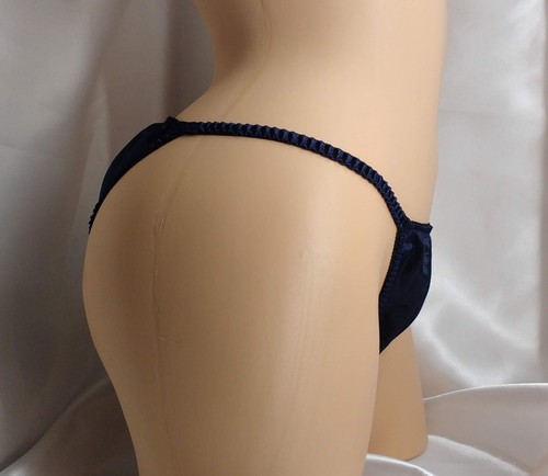 Navy blue Satin String Bikini panties, classic style for women and men! - Picture 5 of 6