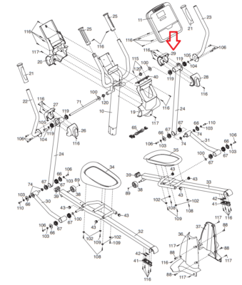 NoridcTrack FreeMotion Proform Elliptical Right Front Upper Body
