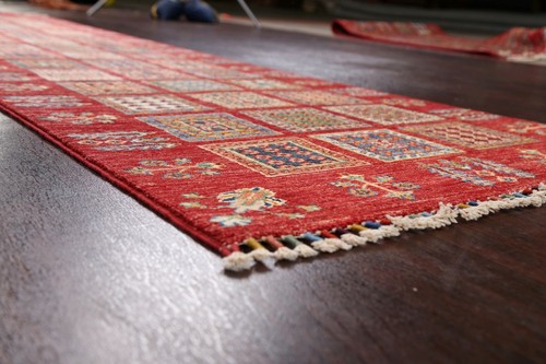 Vegetable Dye Garden Design Super Kazak Oriental Runner Rug Handmade Wool 3x10 - Picture 11 of 12