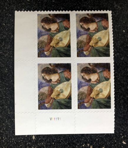 2010USA #4477 44c Angel With Lute Christmas - Plate Block of 4 mint - Picture 2 of 3