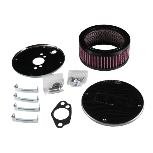 Chrome Air Cleaner 5-1/2" Wide x 55mm Tall SU H2 HS2 1-1/4" Red Element - Picture 2 of 2