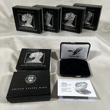 FIVE (5) 2025 W American Silver Eagle PROOF OGP Case Box COA Sleeve - No Coins