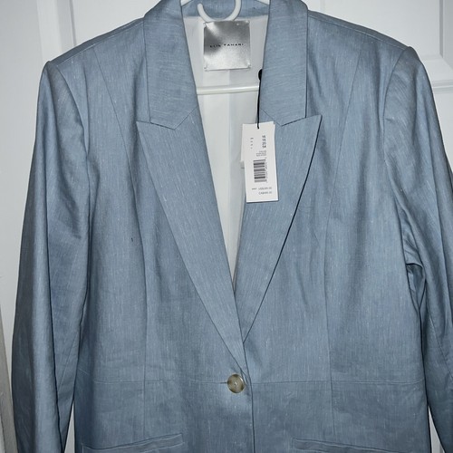 $395 NWT ELIE TAHARI LONG SLEEVES JACKET BLAZER SKY BLUE SIZE 16 XL - Picture 10 of 12