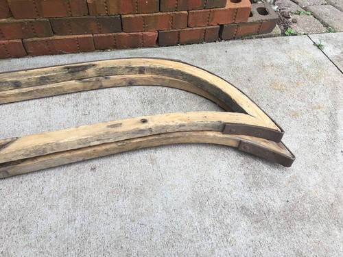 Antique Wood & Iron Sled Skis 42” Primitive Wooden Sleigh Snow Ski Runner - Photo 6 sur 12