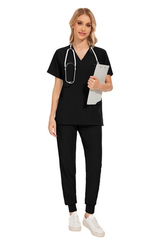 Women Men Scrub Sets Stretch Nurse Uniform V-Neck Top Jogger Pant Unisex Medical - Picture 69 of 72