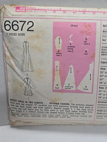 Simplicity Schnittmuster #6672 Misses Kleid in zwei Längen Größe 10 Schnitt komplett - Bild 5 von 5