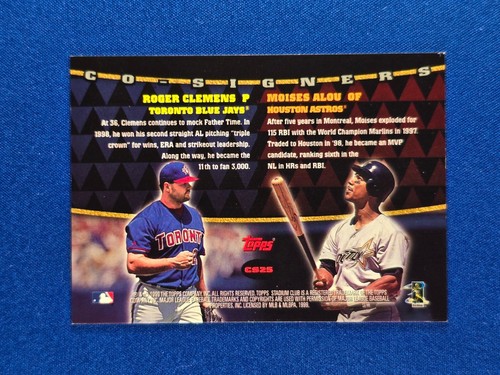 1999 Topps Stadium Club Co-Signers #CS25 Roger Clemens Moises Alou Dual Auto - Picture 2 of 7