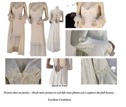 Cabernet Vintage Slipperkleid Dessous, Bademantel Nachthemd Negligee Kleid Robe Set - Bild 6 von 24