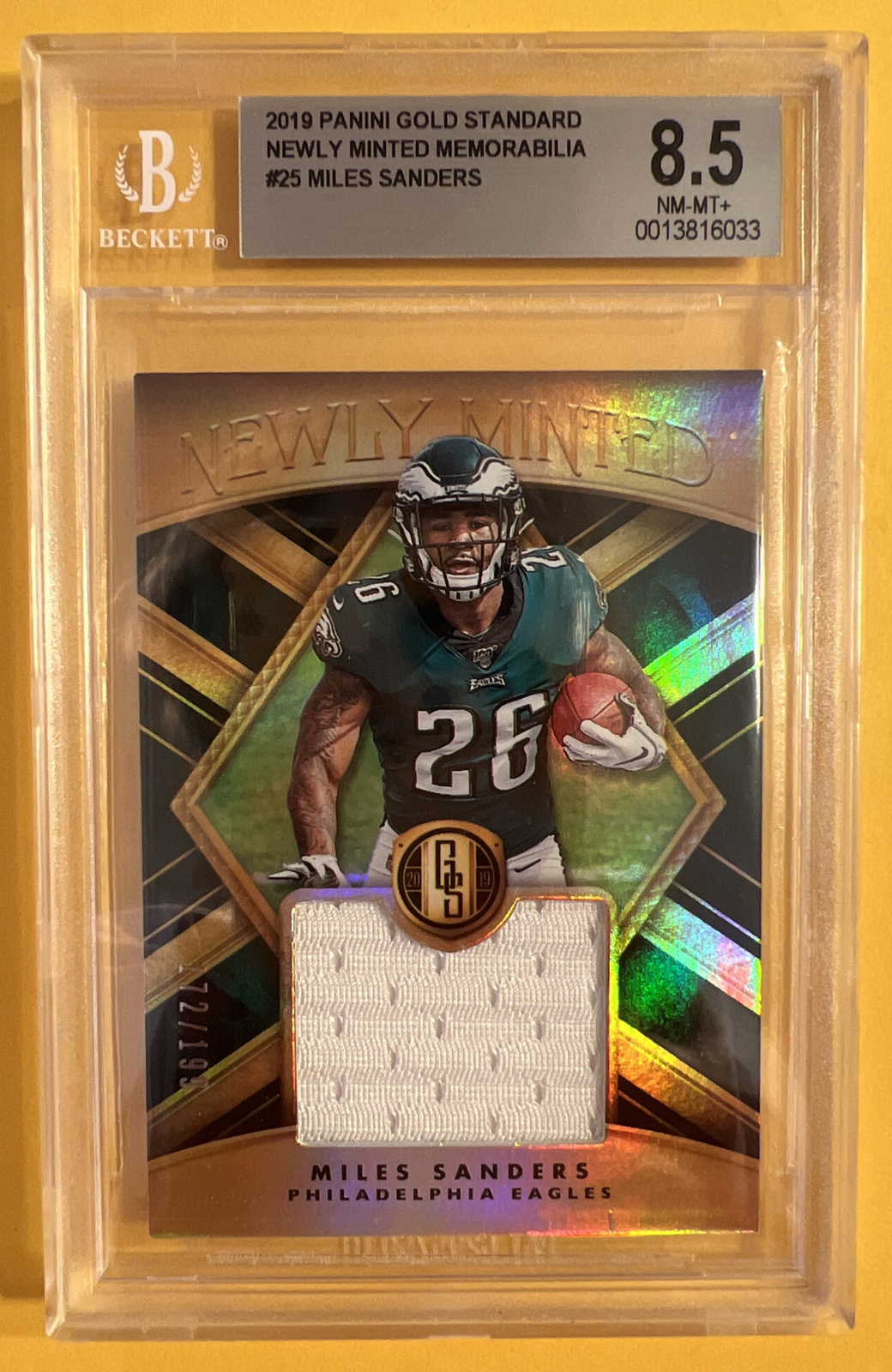 Miles Sanders Panini Gold Standard Newly Minted Memorabilia #NMM25 Base