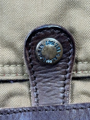 Polo Ralph Lauren Messenger Bag Canvas And Leather Aztec Fleece Lining Vintage - Picture 12 of 19