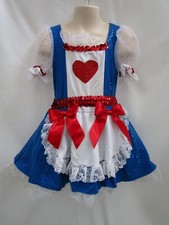 Red White Blue Dance Costume Dress Bows Heart Apron Maid USA Small Child SC