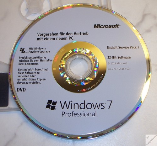 Windows 7 Professional D - NO KEY - 32 Bit SP1 - DVD original Microsoft Box _cm - Bild 5 von 7