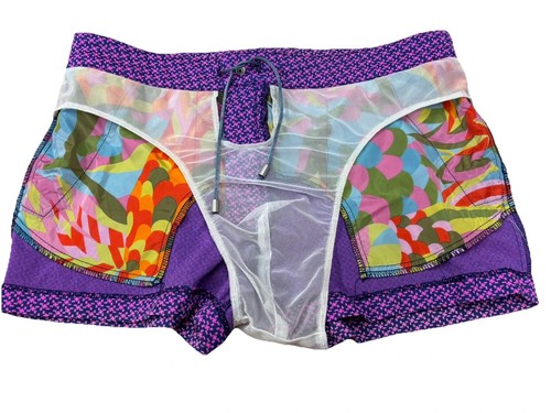 MR TURK 'Kent w/ Fuchsia + Navy Houndstooth' Men's Swim Bathing Trunks 34" *EUC* - Afbeelding 3 van 13