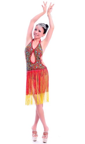 RÄUMUNGVERKAUF L11 Latein Kleid Turnierkleid Tanzkleid Fransenkleid - Picture 2 of 12